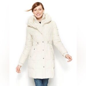 DKNY Cream Down Puffer Parka Coat